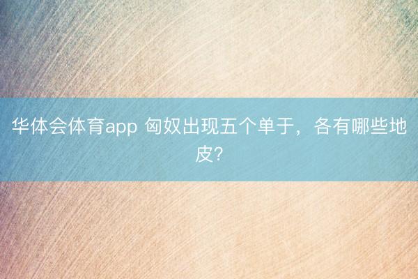 华体会体育app 匈奴出现五个单于，各有哪些地皮？