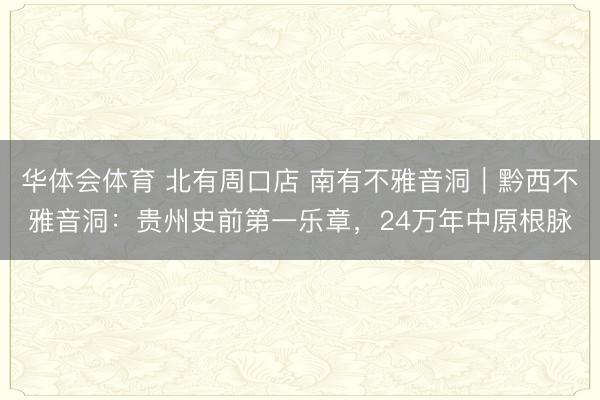 华体会体育 北有周口店 南有不雅音洞|黔西不雅音洞:贵州史前第一乐章,24万年中原根脉