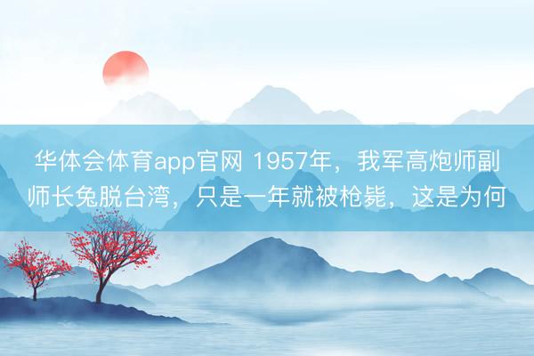 华体会体育app官网 1957年,我军高炮师副师长兔脱台湾,只是一年就被枪毙,这是为何