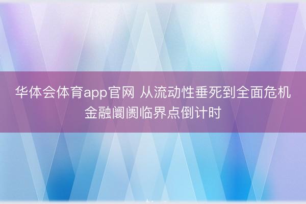 华体会体育app官网 从流动性垂死到全面危机金融阛阓临界点倒计时