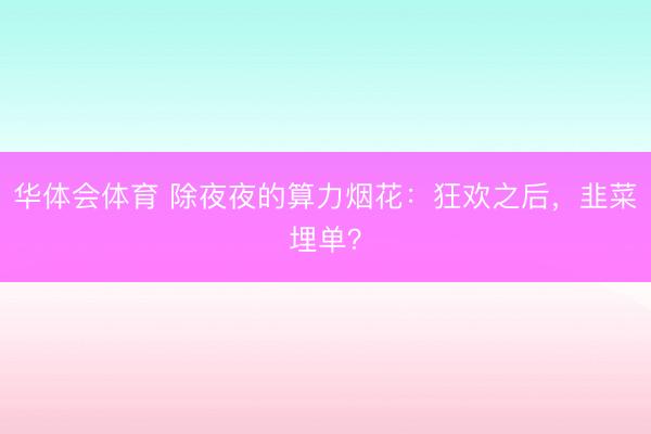 华体会体育 除夜夜的算力烟花：狂欢之后，韭菜埋单？