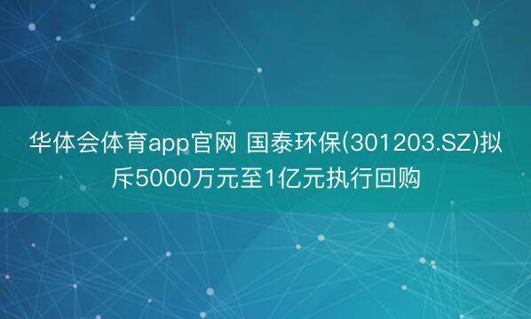 华体会体育app官网 国泰环保(301203.SZ)拟斥5000万元至1亿元执行回购