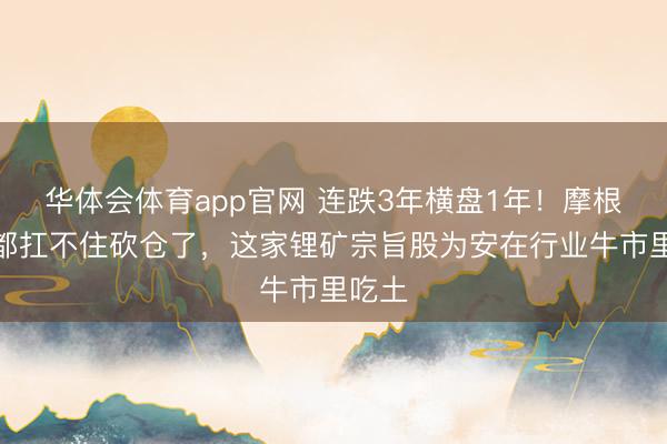 华体会体育app官网 连跌3年横盘1年！摩根大通都扛不住砍仓了，这家锂矿宗旨股为安在行业牛市里吃土