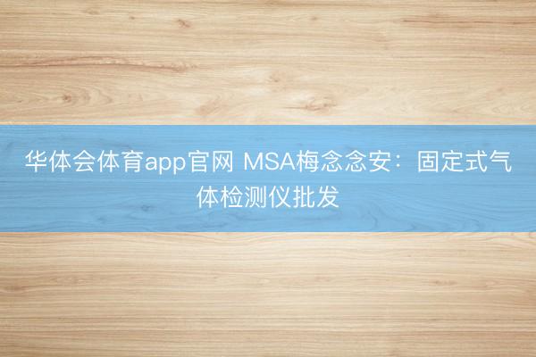 华体会体育app官网 MSA梅念念安：固定式气体检测仪批发