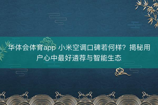 华体会体育app 小米空调口碑若何样？揭秘用户心中最好遴荐与智能生态