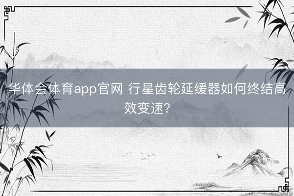 华体会体育app官网 行星齿轮延缓器如何终结高效变速？