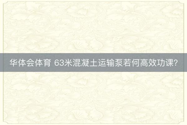 华体会体育 63米混凝土运输泵若何高效功课？