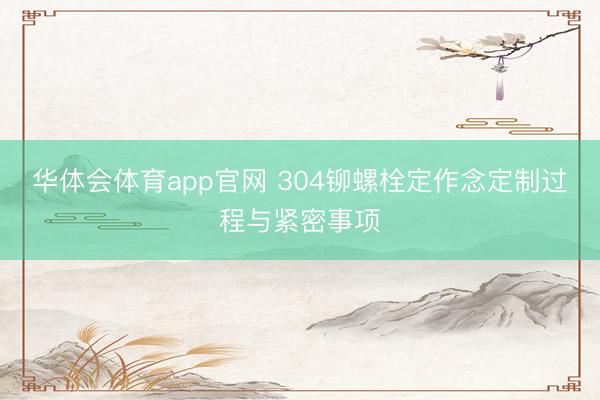 华体会体育app官网 304铆螺栓定作念定制过程与紧密事项