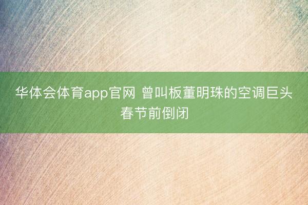 华体会体育app官网 曾叫板董明珠的空调巨头春节前倒闭