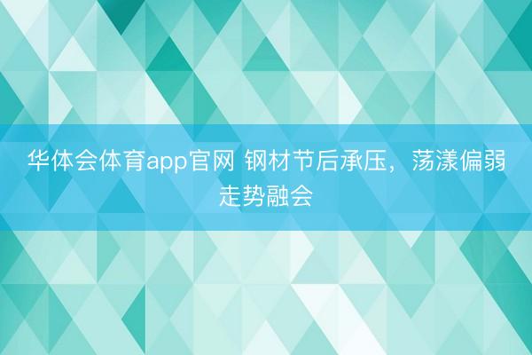 华体会体育app官网 钢材节后承压，荡漾偏弱走势融会