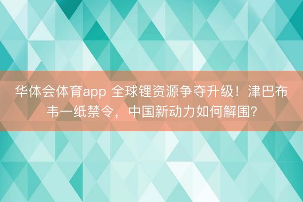 华体会体育app 全球锂资源争夺升级！津巴布韦一纸禁令，中国新动力如何解围？