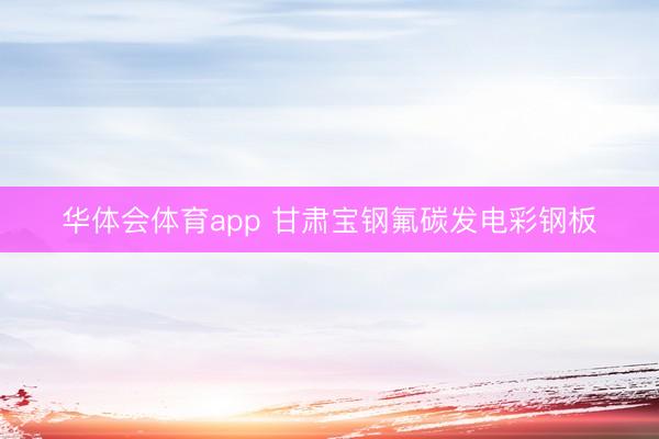 华体会体育app 甘肃宝钢氟碳发电彩钢板