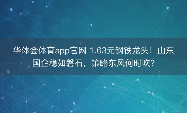 华体会体育app官网 1.63元钢铁龙头！山东国企稳如磐石，策略东风何时吹？