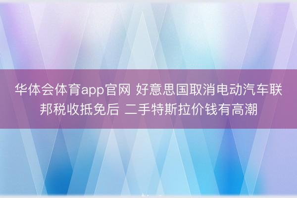 华体会体育app官网 好意思国取消电动汽车联邦税收抵免后 二手特斯拉价钱有高潮