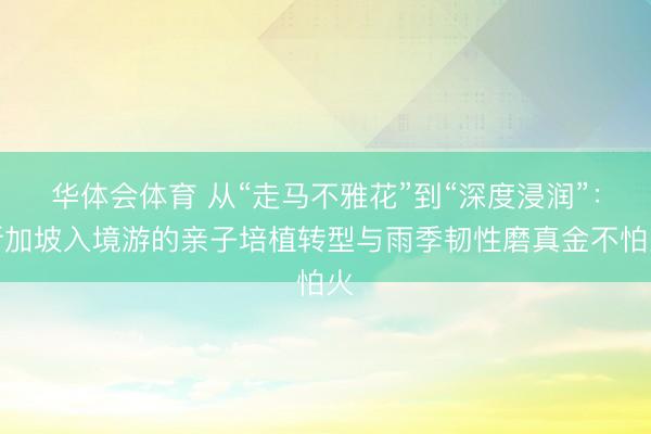 华体会体育 从“走马不雅花”到“深度浸润”：新加坡入境游的亲子培植转型与雨季韧性磨真金不怕火