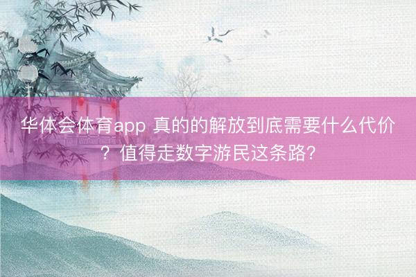 华体会体育app 真的的解放到底需要什么代价？值得走数字游民这条路？
