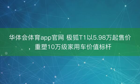 华体会体育app官网 极狐T1以5.98万起售价，重塑10万级家用车价值标杆
