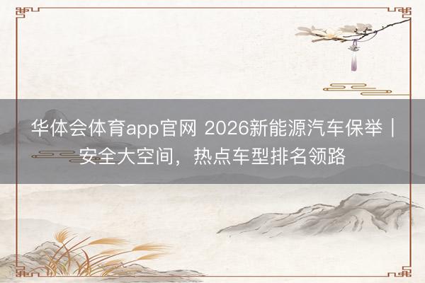 华体会体育app官网 2026新能源汽车保举｜安全大空间，热点车型排名领路