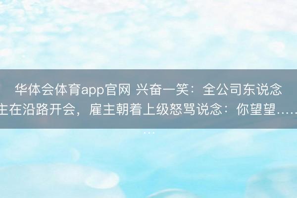 华体会体育app官网 兴奋一笑：全公司东说念主在沿路开会，雇主朝着上级怒骂说念：你望望……