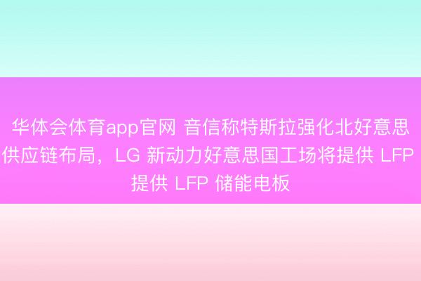 华体会体育app官网 音信称特斯拉强化北好意思原土储能供应链布局，LG 新动力好意思国工场将提供 LFP 储能电板