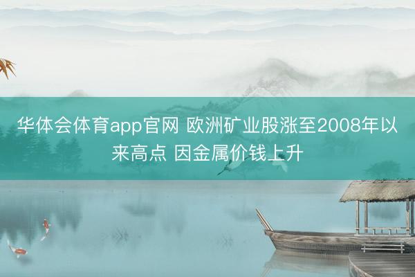 华体会体育app官网 欧洲矿业股涨至2008年以来高点 因金属价钱上升