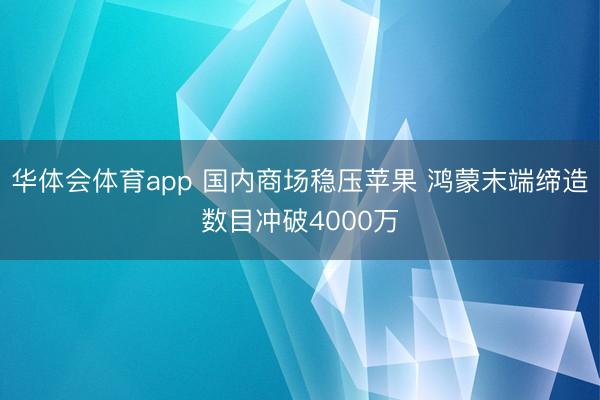 华体会体育app 国内商场稳压苹果 鸿蒙末端缔造数目冲破4000万