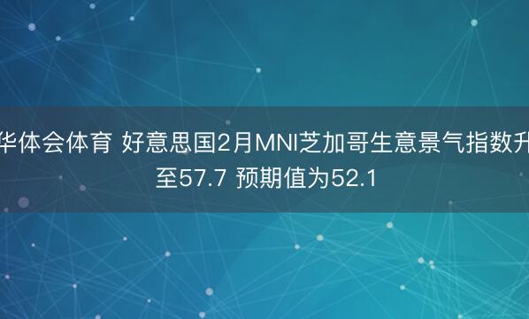 华体会体育 好意思国2月MNI芝加哥生意景气指数升至57.7 预期值为52.1