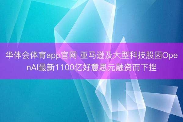 华体会体育app官网 亚马逊及大型科技股因OpenAI最新1100亿好意思元融资而下挫