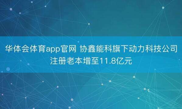 华体会体育app官网 协鑫能科旗下动力科技公司注册老本增至11.8亿元