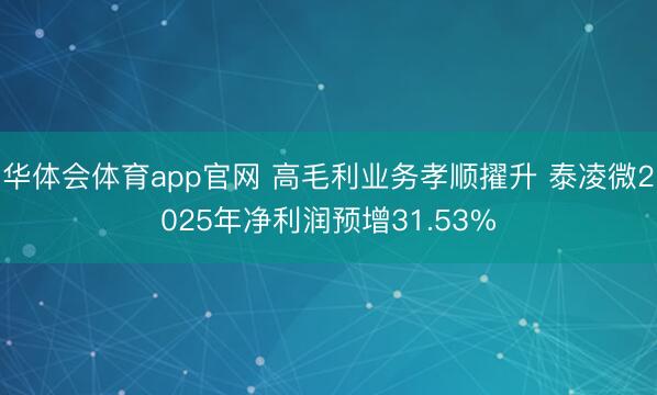 华体会体育app官网 高毛利业务孝顺擢升 泰凌微2025年净利润预增31.53%