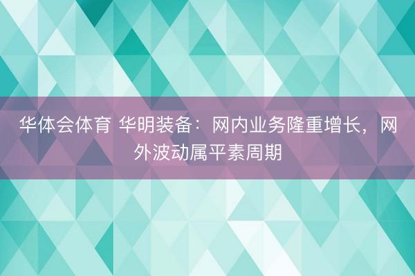 华体会体育 华明装备：网内业务隆重增长，网外波动属平素周期
