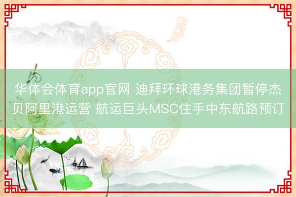 华体会体育app官网 迪拜环球港务集团暂停杰贝阿里港运营 航运巨头MSC住手中东航路预订