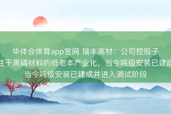 华体会体育app官网 瑞丰高材：公司控股子公司瑞丰玥能专注于黑磷材料的低老本产业化，当今吨级安装已建成并进入调试阶段