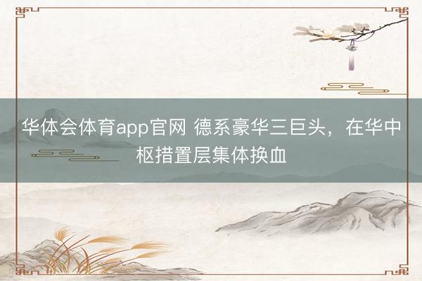 华体会体育app官网 德系豪华三巨头，在华中枢措置层集体换血