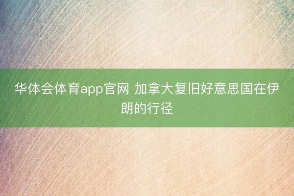 华体会体育app官网 加拿大复旧好意思国在伊朗的行径