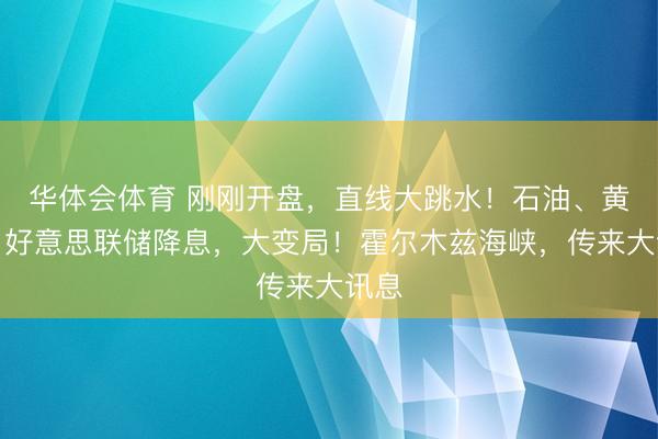 华体会体育 刚刚开盘，直线大跳水！石油、黄金、好意思联储降息，大变局！霍尔木兹海峡，传来大讯息