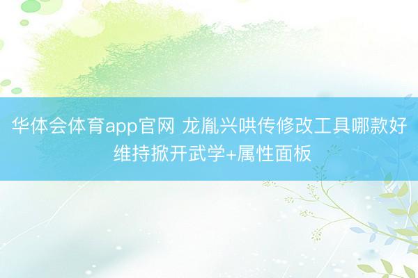华体会体育app官网 龙胤兴哄传修改工具哪款好 维持掀开武学+属性面板