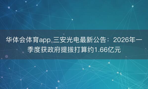 华体会体育app 三安光电最新公告：2026年一季度获政府提拔打算约1.66亿元