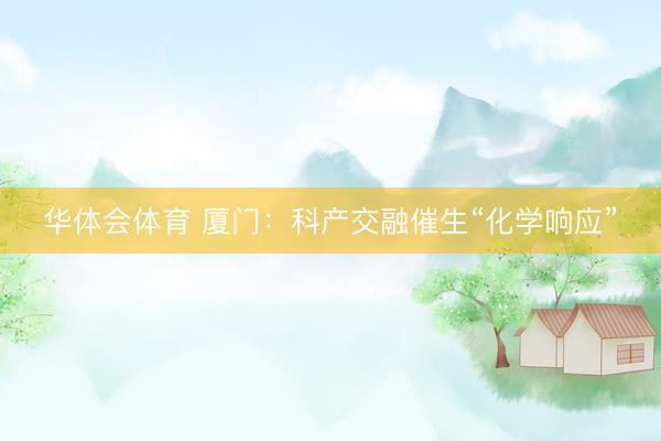 华体会体育 厦门：科产交融催生“化学响应”