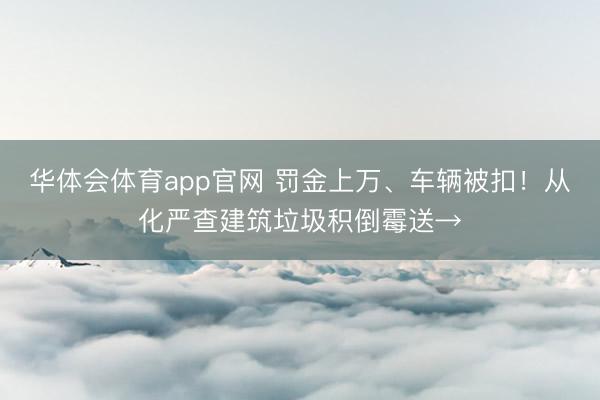 华体会体育app官网 罚金上万、车辆被扣！从化严查建筑垃圾积倒霉送→