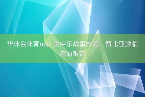 华体会体育app 受中东战事影响，赞比亚濒临燃油艰苦