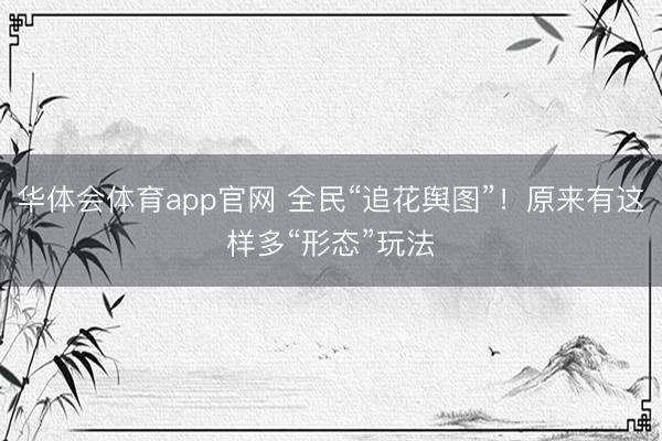 华体会体育app官网 全民“追花舆图”！原来有这样多“形态”玩法