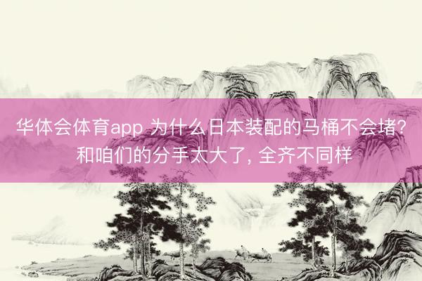 华体会体育app 为什么日本装配的马桶不会堵? 和咱们的分手太大了, 全齐不同样