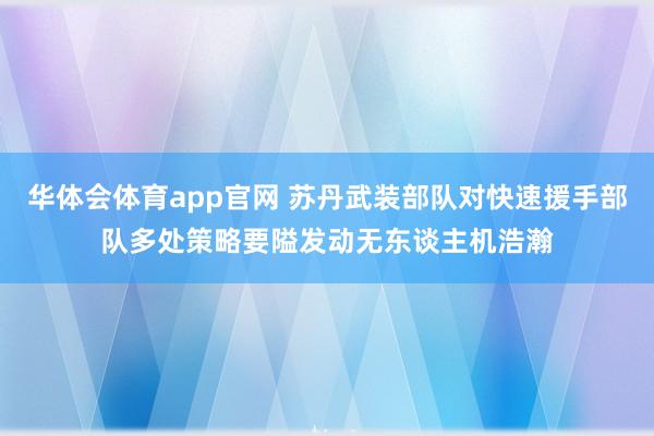 华体会体育app官网 苏丹武装部队对快速援手部队多处策略要隘发动无东谈主机浩瀚