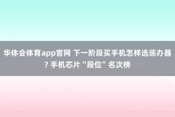 华体会体育app官网 下一阶段买手机怎样选惩办器? 手机芯片“段位”名次榜