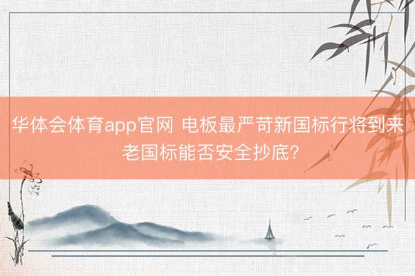 华体会体育app官网 电板最严苛新国标行将到来 老国标能否安全抄底？